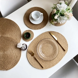 Handwoven Jute Placemats Coasters Natural Fiber Heat Resistant Table Insulation Pads Boho Decorative Kitchen Dining