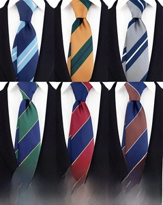 Detailed grid view showing six colors of striped silk men's neckties in 148x8cm size