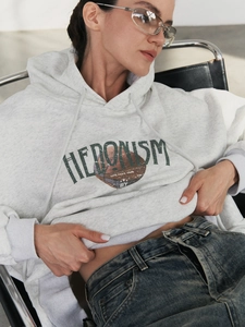 Oversize American retro basketball print hoodie in light gray for women sport style