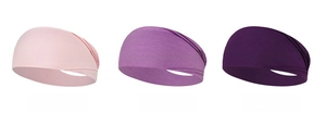 Cintas para el pelo de yoga en algodón elástico rosa y violeta con textura fina