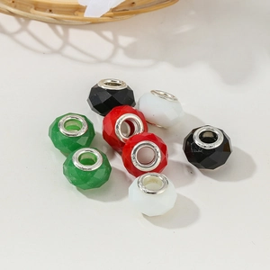 Multi-colored faceted crystal beads with 925 stamped silver cores for charm bracelets