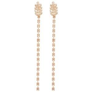 18K gold plated leaf fringe earrings with sparkling champagne zircon tassels