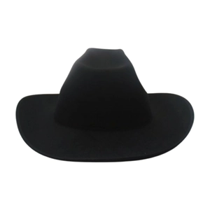 Cappello da cowboy vintage nero in feltro di lana con tesa larga e cinturino in pelle