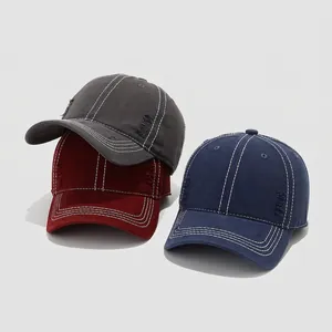 Gorras de béisbol de algodón para niños con diseño desgastado y costuras de estilo retro