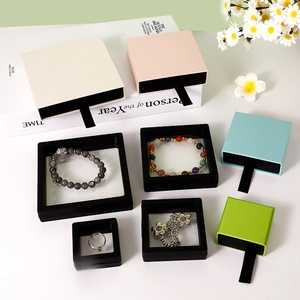 Floating PE film jewelry display boxes with macaron color drawer gift packaging