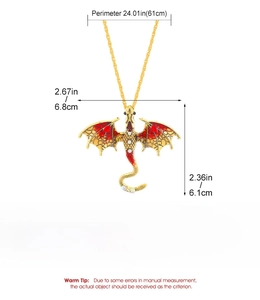 Detailed view of enamel dragon pendant dimensions and alloy material specifications