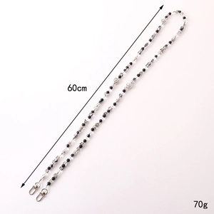 60cm flower beaded crossbody phone chain with silver metal link and lobster clasps