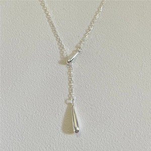Minimalist 925 sterling silver water drop pendant necklace on a sleek fine chain