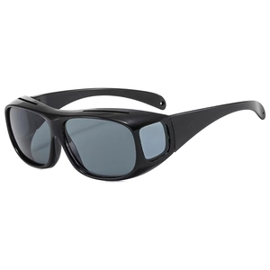 Fit-over cycling sunglasses with black frame and side windows for eyewear protection
