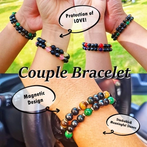 Natural tiger eye stone magnetic bracelets for couples in multiple color options