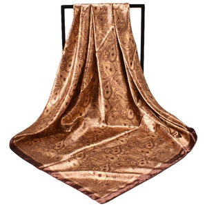 Paisley Square Scarf Satin Satin Like Retro Cashew Pattern Exotic Ethnic Style Women Headband Neck Accessory