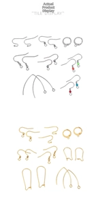 Detailed selection of gold and silver DIY earring hooks and finding accessories