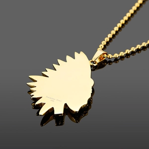 Gold stainless steel rock style Indian head silhouette pendant necklace for men
