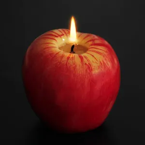 Vela realista en forma de manzana roja con llama para decoración de Navidad y fiestas
