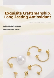 Detail showing 14K gold plated C-shape pearl earring bases and DIY jewelry findings