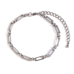 Elegant silver stainless steel paperclip chain bracelet with adjustable lobster clasp