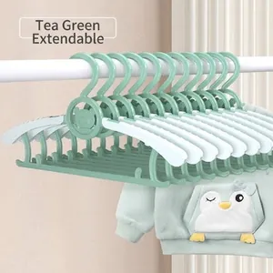 Plastic Adjustable Clothes Hangers Telescopic Stackable Non Slip Cartoon Bear Design For Baby Kids Laundry Closet