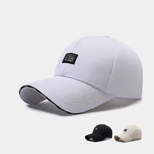 Baseball Cap Men Women Letter Embroidery Square Patch Curved Brim Adjustable Metal Buckle Sun Protection Casual Fashion