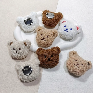 Adorable plush bear head brooches in neutral colors for backpack and clothing decoration