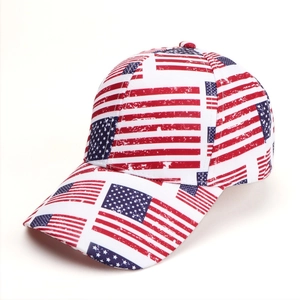 Vintage US flag baseball cap with distressed stars and stripes print for sun protection