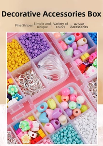Detailed macro view of colorful DIY bead kit with assorted heart and flower shapes