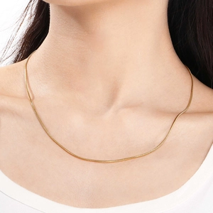 Minimalist 18K gold plated stainless steel snake chain necklace for men and women