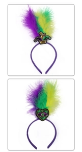 Buntes Feder-Haarband mit Pailletten-Aufnähern, ideal für Karneval und Festival-Partys.