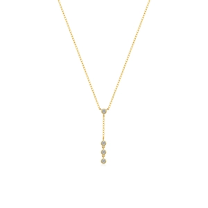 Elegant gold S925 sterling silver Y-shaped necklace featuring sparkling white zircon accents