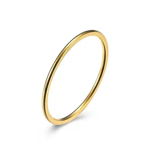 Minimalist Ultra Thin Titanium Steel Band Ring Polished Stacking Pinky Ring For Women Elegant Simple Daily Hand Jewelry