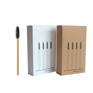 Eco-friendly bamboo mascara brushes with 50 pieces in white and kraft paper boxes