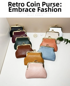 Detailed collection of mini retro coin purses in ten candy colors with gold metal clasps