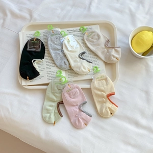 Breathable low-cut cotton no-show socks in assorted candy colors with anti-slip silicone