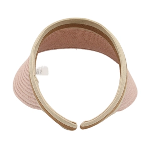 Visiera parasole leggera in paglia rosa da donna con tesa larga e fascia aperta