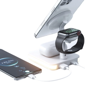 3-in-1 magnetic wireless charging station for iPhone with integrated ambient light