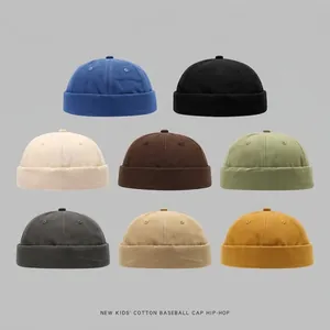 Bonnet docker enfant en coton en huit couleurs unies au style rétro street hip-hop