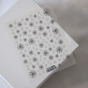 5D Nail Art Stickers Thin Adhesive Black Floral Shadow Flower Petal Line Art Manicure DIY Decoration Minimalist