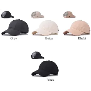 Casquette de baseball queue de cheval femme en gris beige kaki noir avec ouverture arrière