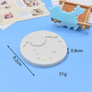 China map silicone mold for DIY crafts and fondant with detailed city names and 9.2cm diameter