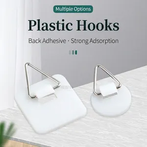 Adhesive Plate Hangers Plastic Hooks With Metal Triangle Ring For Wall Art Decor Picture Frame Invisible Hanging