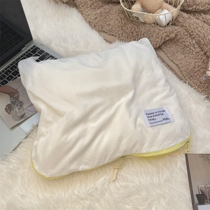 White puffer storage bag with yellow zipper and waterproof nylon fabric texture