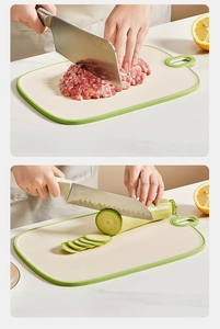 Dual-sided antibacterial kitchen cutting boards for meat and vegetable preparation