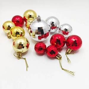 Christmas Ball Ornaments Shiny Disco Mirror Faceted Plastic Hanging Decorations For Holiday Tree Party Decor