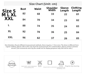 Detailed size chart for the sequin mesh patchwork dress showing CM measurements