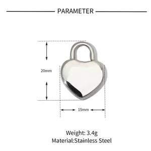 Detailed parameter display showing dimensions of the heart lock and angel wing pendant