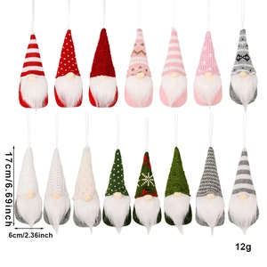 Set di 15 gnomi natalizi festivi ornamenti appesi con cappelli di maglia e corde bianche