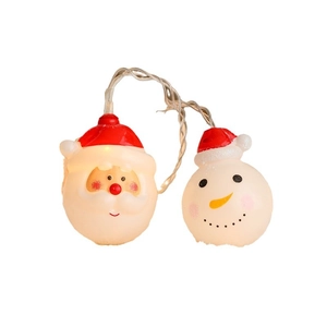 Christmas LED string lights with Santa Claus and snowman heads for holiday tree decoration