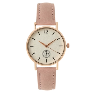 Reloj de Cuarzo Minimalista para Mujer Esfera Redonda Caja de Aleación Oro Rosa Correa de Piel Sintética Reloj de Pulsera Moda