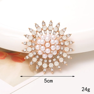 Vue détaillée d'un accessoire tournesol doré de 5cm avec strass et perles