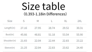 Detailed size chart for men's hooded fleece jacket with measurements in inches