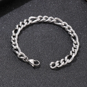 Poliertes und texturiertes Schlangenmuster Edelstahl Gliederkette Armband für Herren